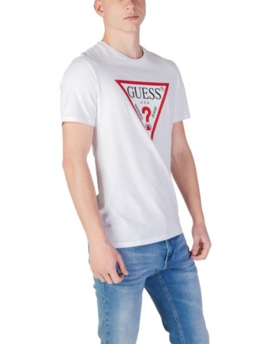 T-shirt blanc imprimé Guess homme