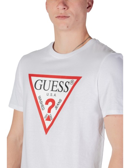 T-shirt blanc imprimé Guess homme