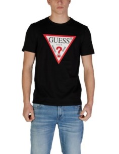 T-shirt noir imprimé Guess homme