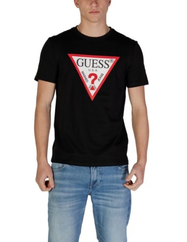 T-shirt noir imprimé Guess homme