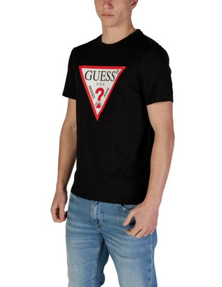 T-shirt noir imprimé Guess homme