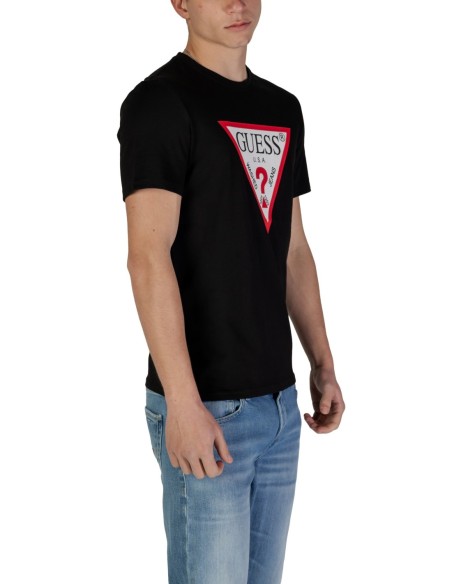 T-shirt noir imprimé Guess homme