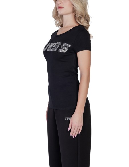 T-shirt noir imprimé Guess femme