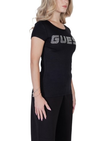 T-shirt noir imprimé Guess femme