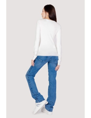 Pull blanc col V Guess femme