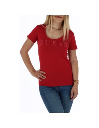 T-shirt rouge logo Guess femme
