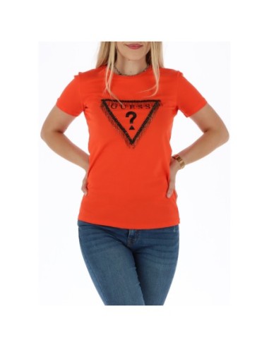 T-shirt corail coton Guess femme