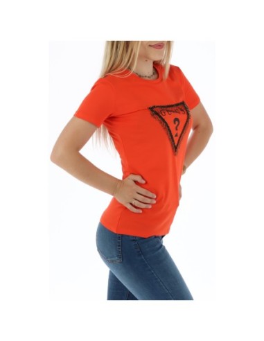 T-shirt corail coton Guess femme