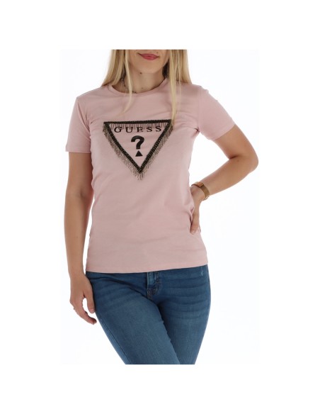 T-shirt rose coton Guess femme
