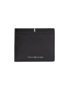 Portefeuille compact cuir noir Tommy Hilfiger homme
