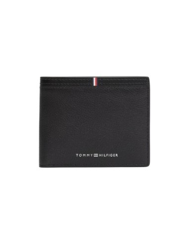 Portefeuille compact cuir noir Tommy Hilfiger homme