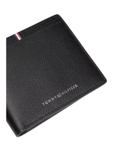Portefeuille compact cuir noir Tommy Hilfiger homme