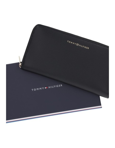 Portefeuille noir zippé Tommy Hilfiger femme