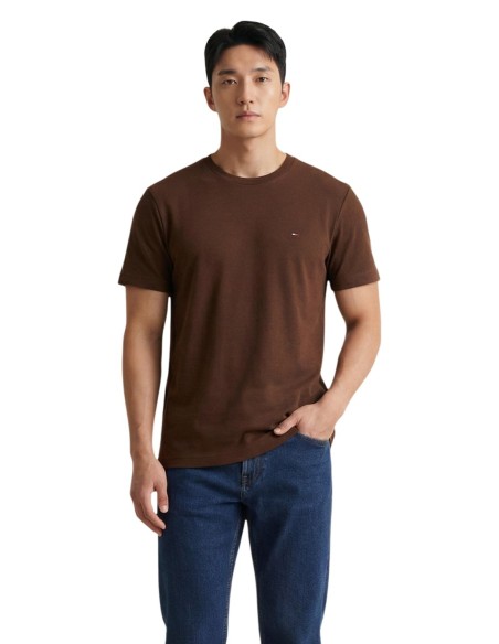 T-shirt marron coton bio Tommy Hilfiger homme