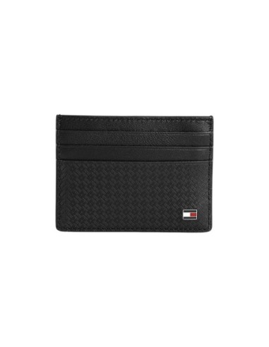 Porte-cartes cuir embossé noir Tommy Hilfiger homme