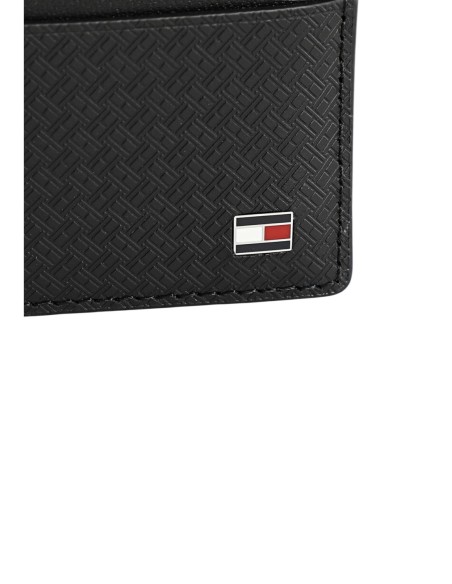 Porte-cartes cuir embossé noir Tommy Hilfiger homme