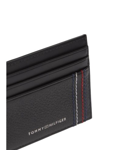 Porte-cartes cuir noir Tommy Hilfiger homme