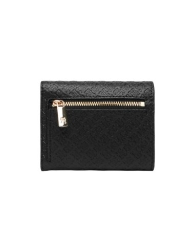 Portefeuille noir trifold Tommy Hilfiger femme