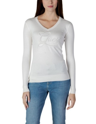 Guess pull femme beige col V strass – Élégant