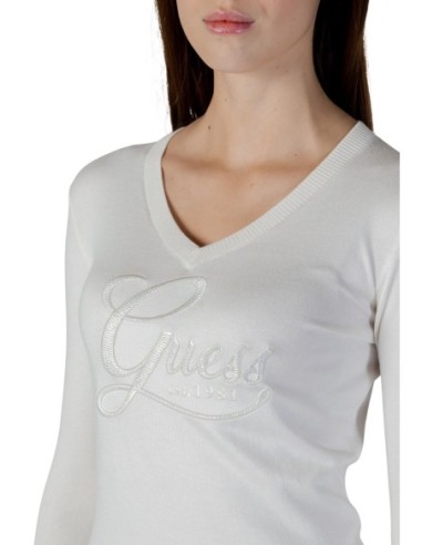 Guess pull femme beige col V strass – Élégant