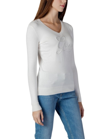 Guess pull femme beige col V strass – Élégant