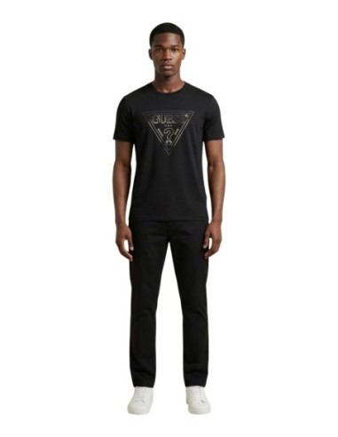 Guess t-shirt homme noir imprimé coton – Moderne
