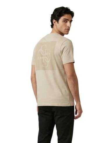 Guess t-shirt homme beige imprimé coton – Casual