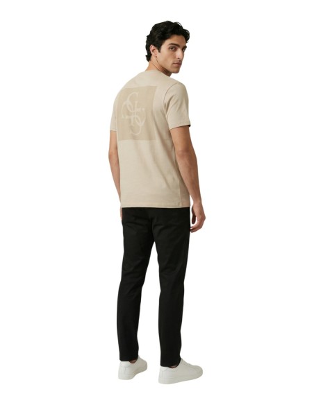 Guess t-shirt homme beige imprimé coton – Casual