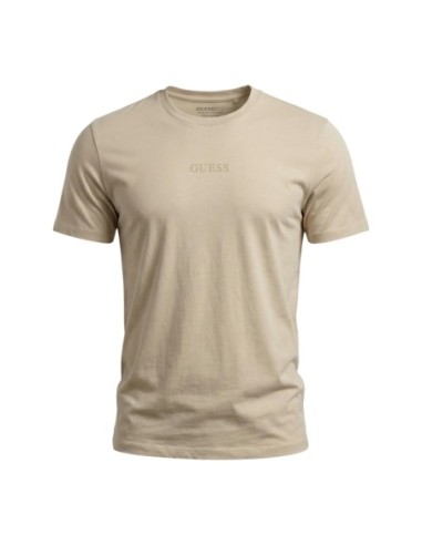 Guess t-shirt homme beige imprimé coton – Casual