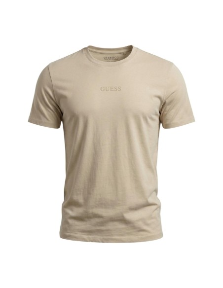 Guess t-shirt homme beige imprimé coton – Casual