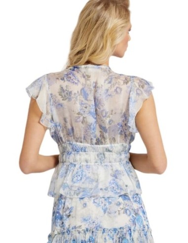 Guess blouse femme bleu azur fleurie – Chic été