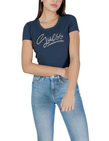 Guess t-shirt femme bleu coton stretch – Essentiel