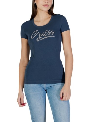 Guess t-shirt femme bleu coton stretch – Essentiel