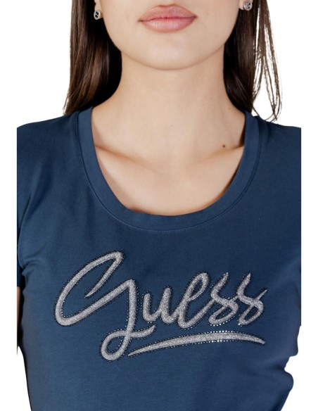 Guess t-shirt femme bleu coton stretch – Essentiel