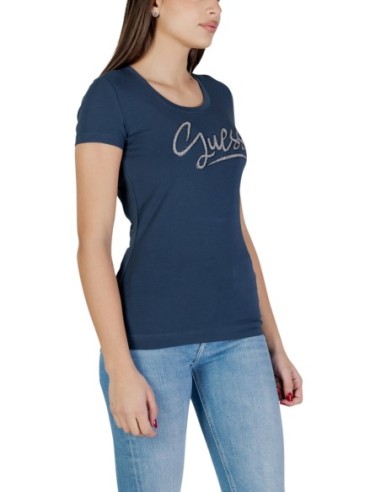 Guess t-shirt femme bleu coton stretch – Essentiel