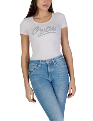 Guess t-shirt femme rose coton stretch – Été