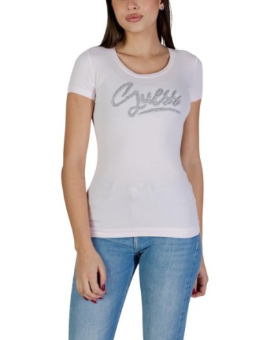 Guess t-shirt femme rose coton stretch – Été