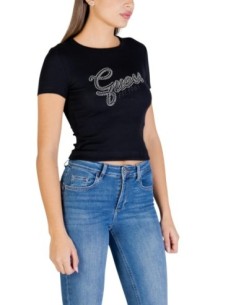 Guess t-shirt femme noir imprimé strass – Glam