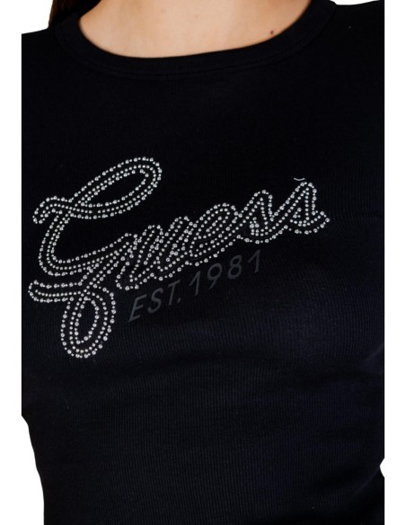 Guess t-shirt femme noir imprimé strass – Glam