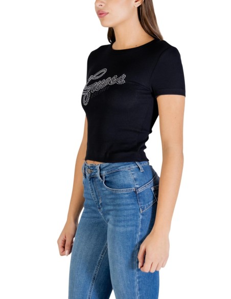 Guess t-shirt femme noir imprimé strass – Glam