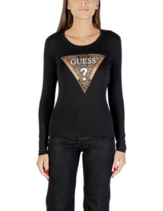 Guess t-shirt femme noir manches longues imprimé – Hiver