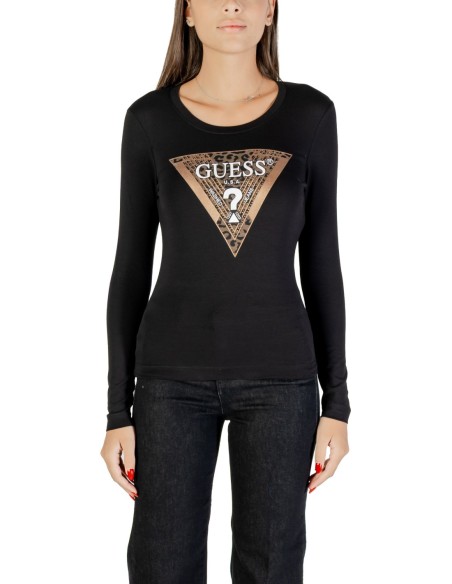 Guess t-shirt femme noir manches longues imprimé – Hiver