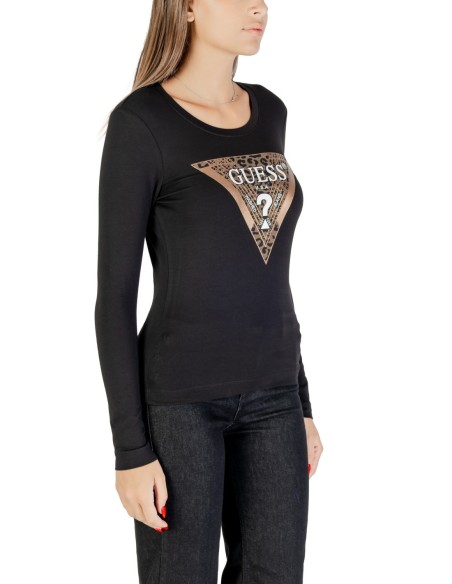 Guess t-shirt femme noir manches longues imprimé – Hiver
