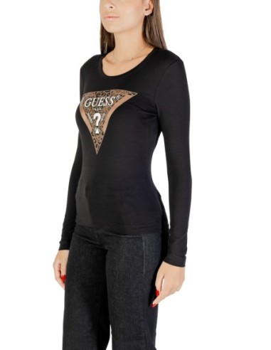 Guess t-shirt femme noir manches longues imprimé – Hiver