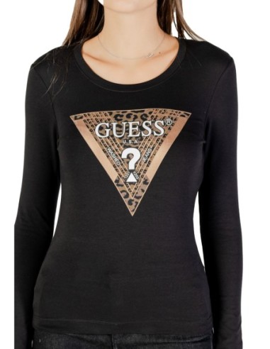 Guess t-shirt femme noir manches longues imprimé – Hiver