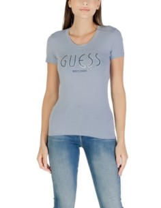 Guess t-shirt femme bleu azur imprimé coton