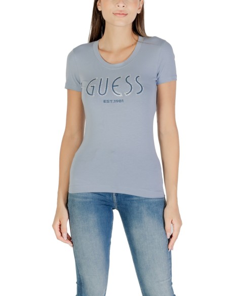 Guess t-shirt femme bleu azur imprimé coton