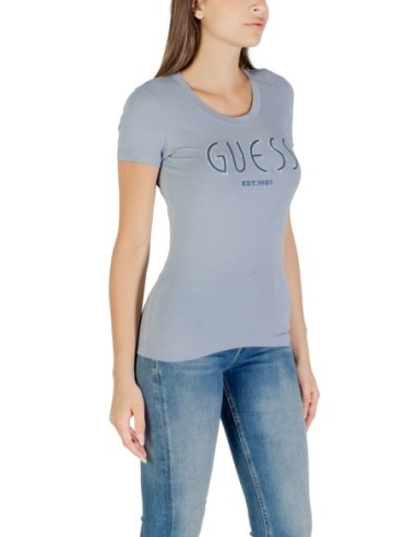 Guess t-shirt femme bleu azur imprimé coton