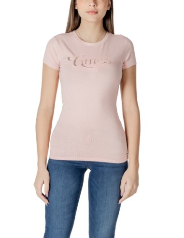 Guess t-shirt femme rose coton stretch – Été