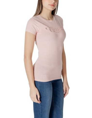 Guess t-shirt femme rose coton stretch – Été